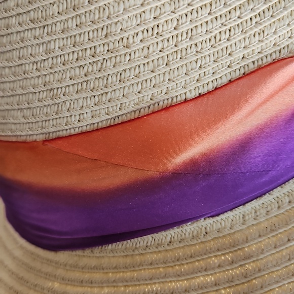 Cream w/ Silk Purple Flower‎ Orange Purple Brim Hat main image 8
